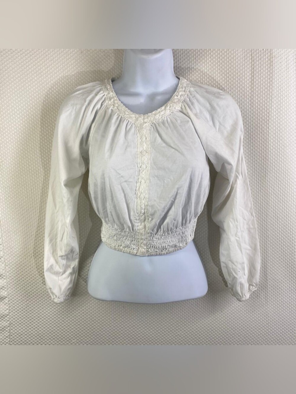 SO White Smocked Peasant Blouse